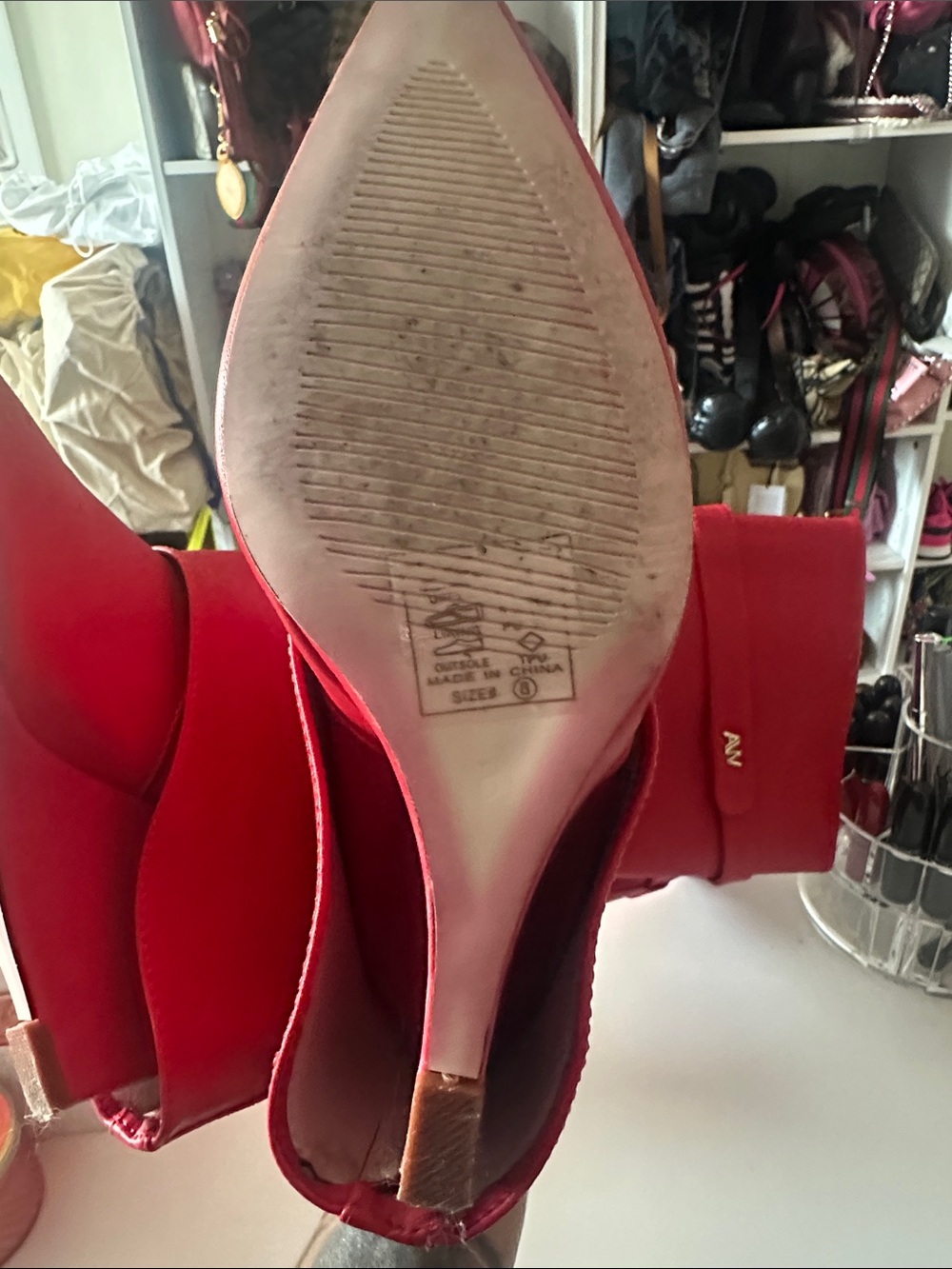 AW Red Knee-High Pointed-Toe Heeled Boots - Picture 2 of 3